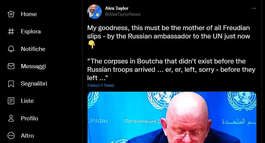 Screenshot from tweet shared on Twitter by the Anglo-French professor and journalist Alex Taylor