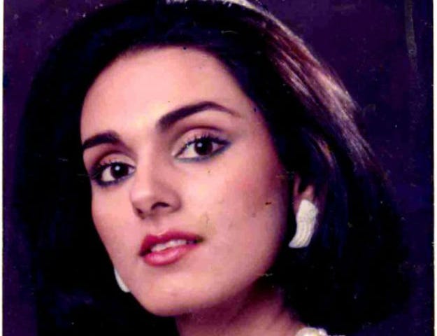 Color portrait of Neerja Bhanot in traditional attire, Indian heroine and flight attendant.