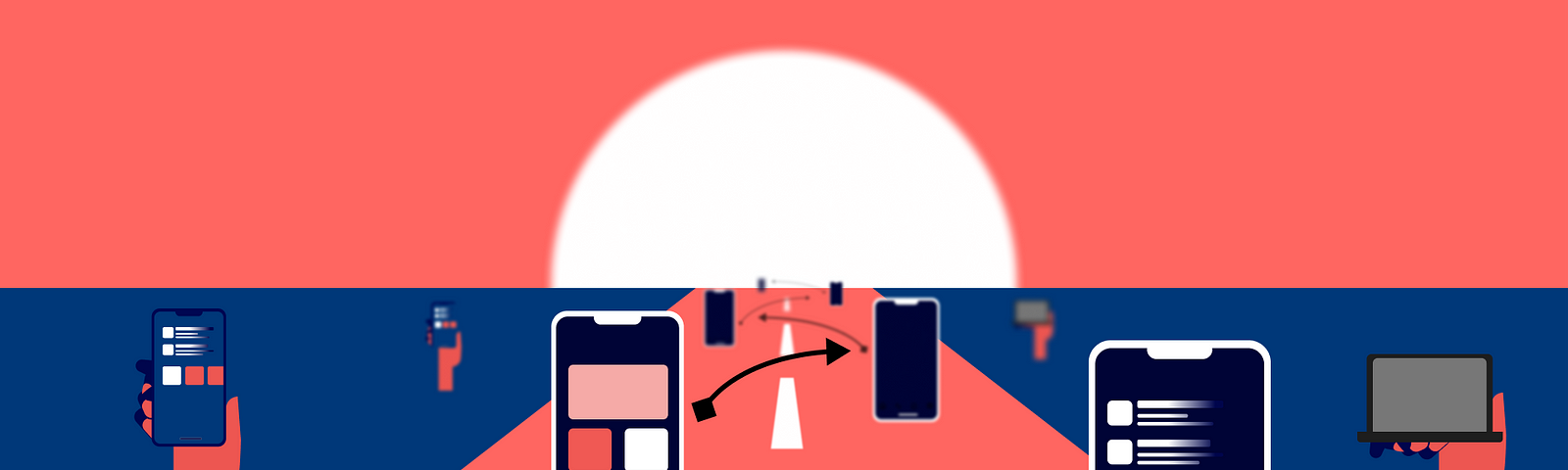 Hero image showing a road into the distance with devices connected together