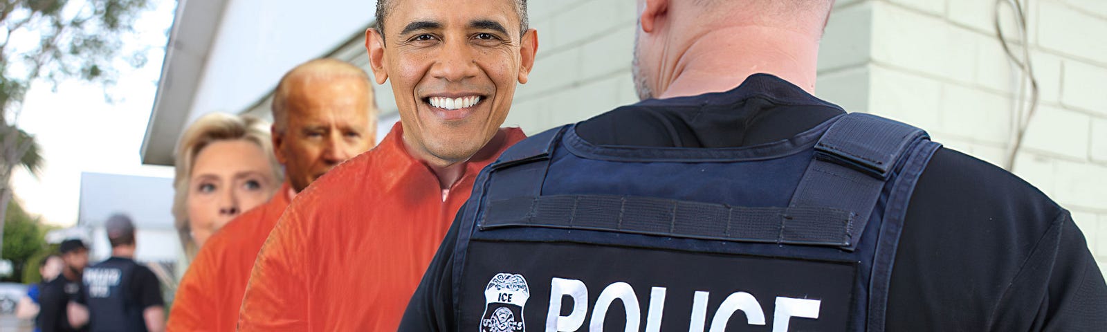 Obama, Clinton and Biden being arrested by I.C.E.