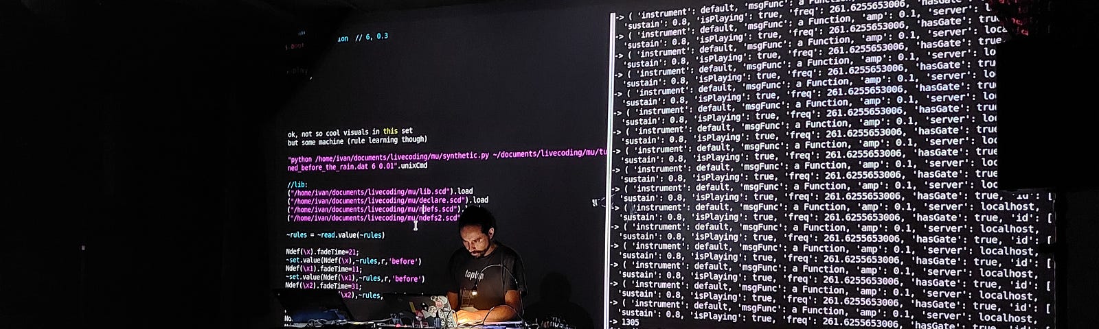Iván live coding on stage