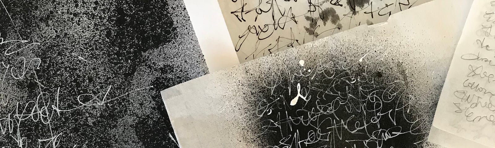 A selection of papers with asemic writing