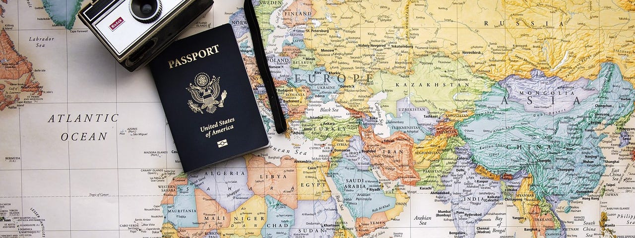 Passport, map, world