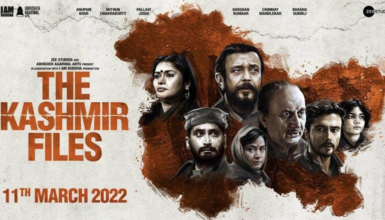 Poster of the movie — The Kashmir Files, released on 11 March 2022