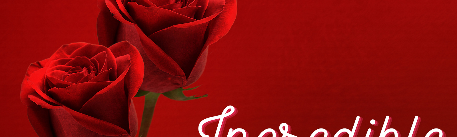 Two Red roses on a red background with the title “Incredible Red”