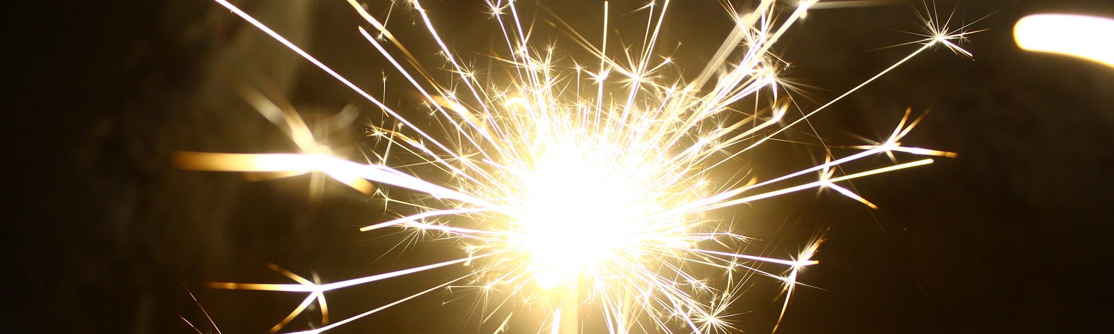 A picture of a New Year’s sparkler ignited.