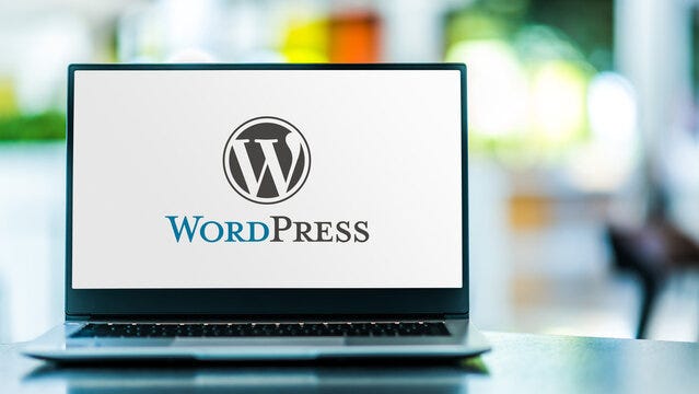 Wordpress logo on a computer screen