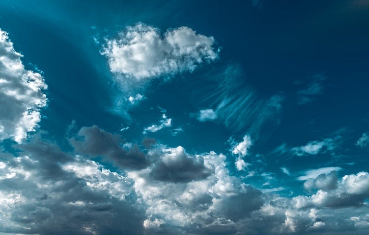 The blue sky with white clouds