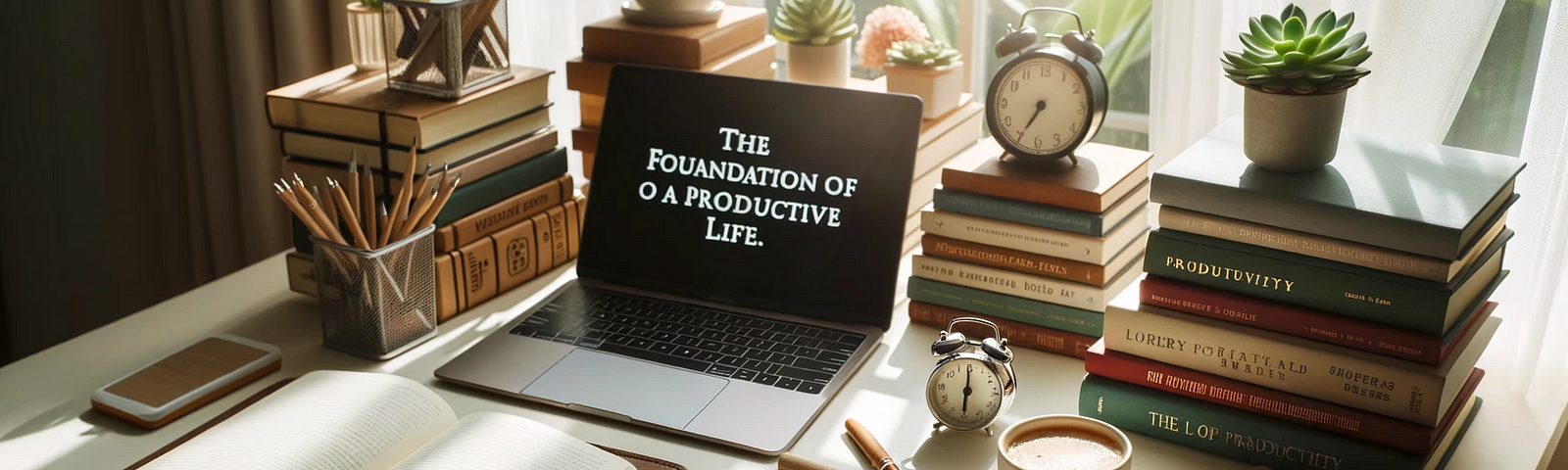 Well-organized desk with tools for productivity and personal growth.