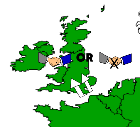 Map of Europe showing the UK leaving