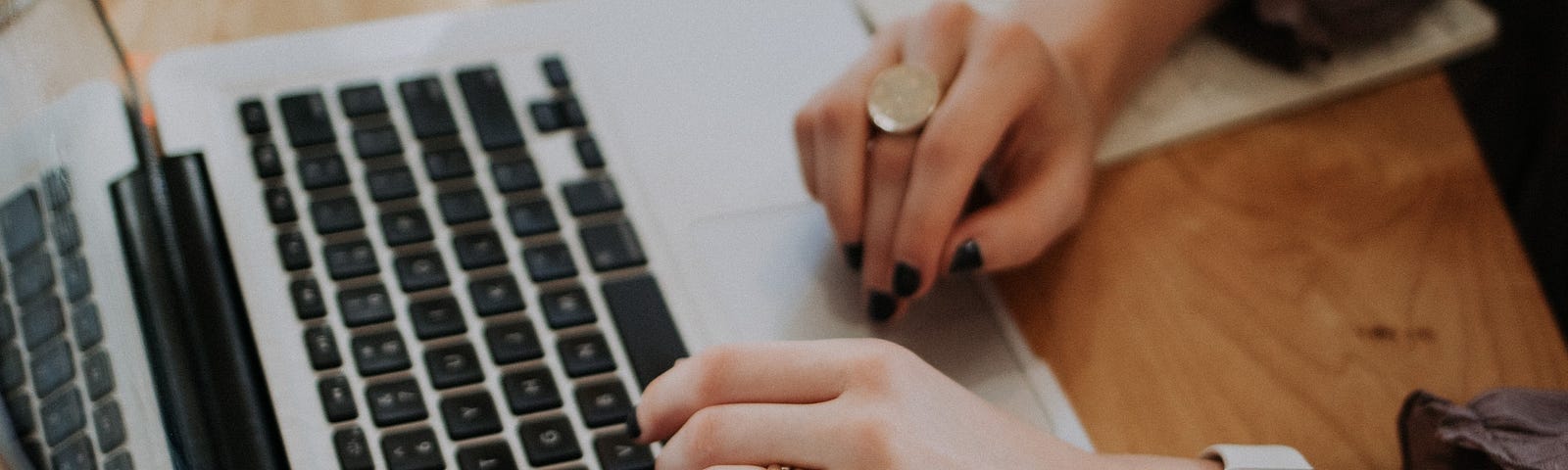 A woman working on a laptop