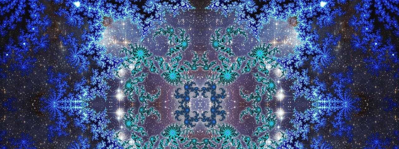 Complex blue-green fractal seems to go on forever