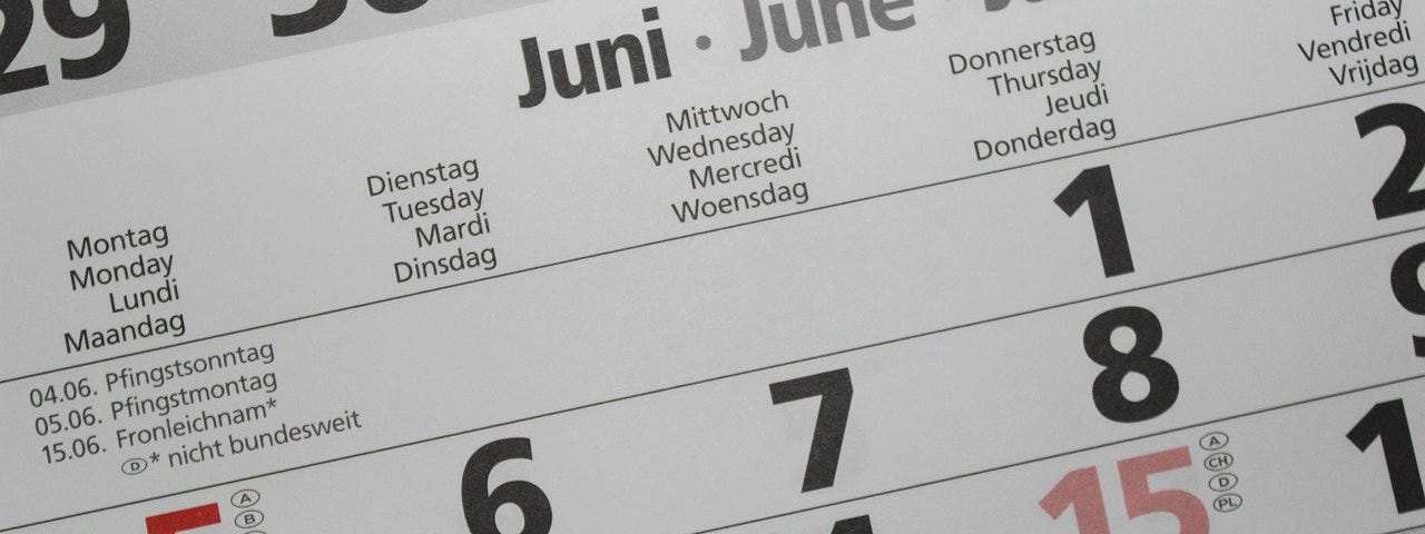 IMAGE: A close up of a calendar