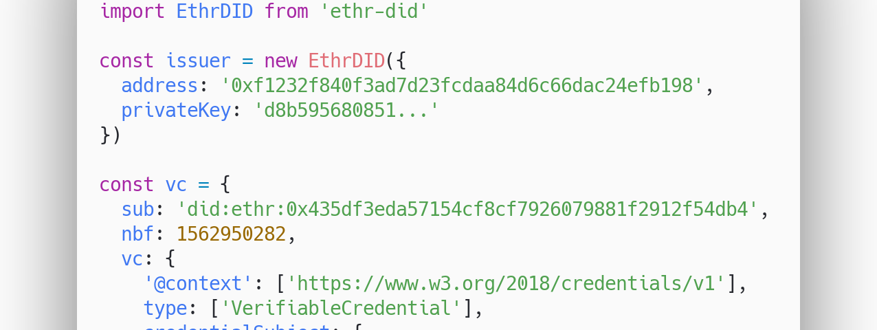 Source code example of Creating Verifiable Credentials