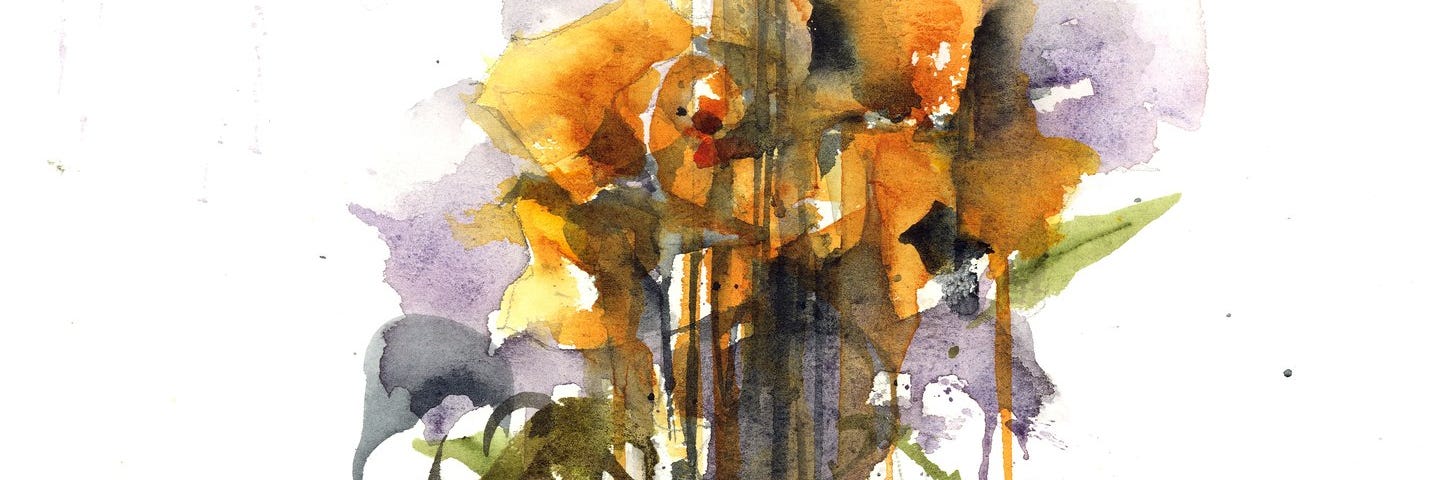 Fall Roses “Happy Thanksgiving” — 11 in x 15 in watercolor pigment on watercolor paper.- Moh’d Bilbeisi, 2022
