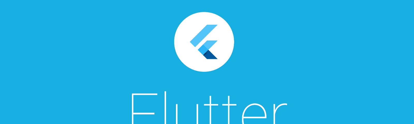 A picture displaying the Flutter logo, with text that says “Flutter”