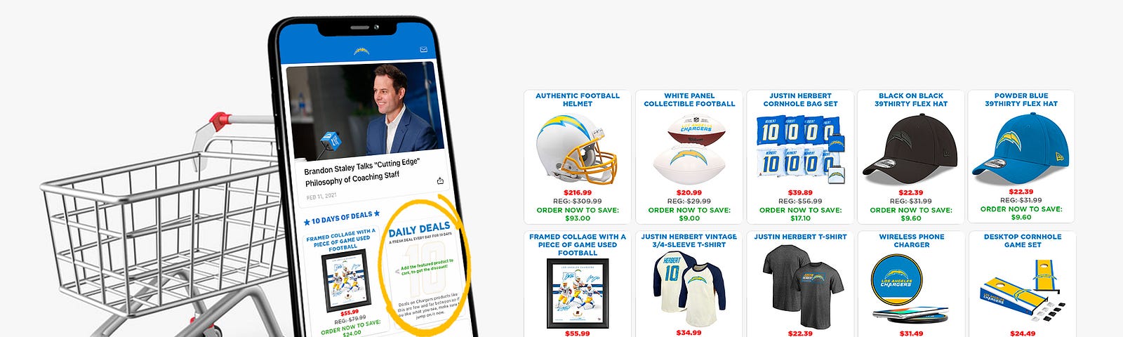 10 Days of Daily Deals, available through YinzCam’s Los Angeles Chargers app.