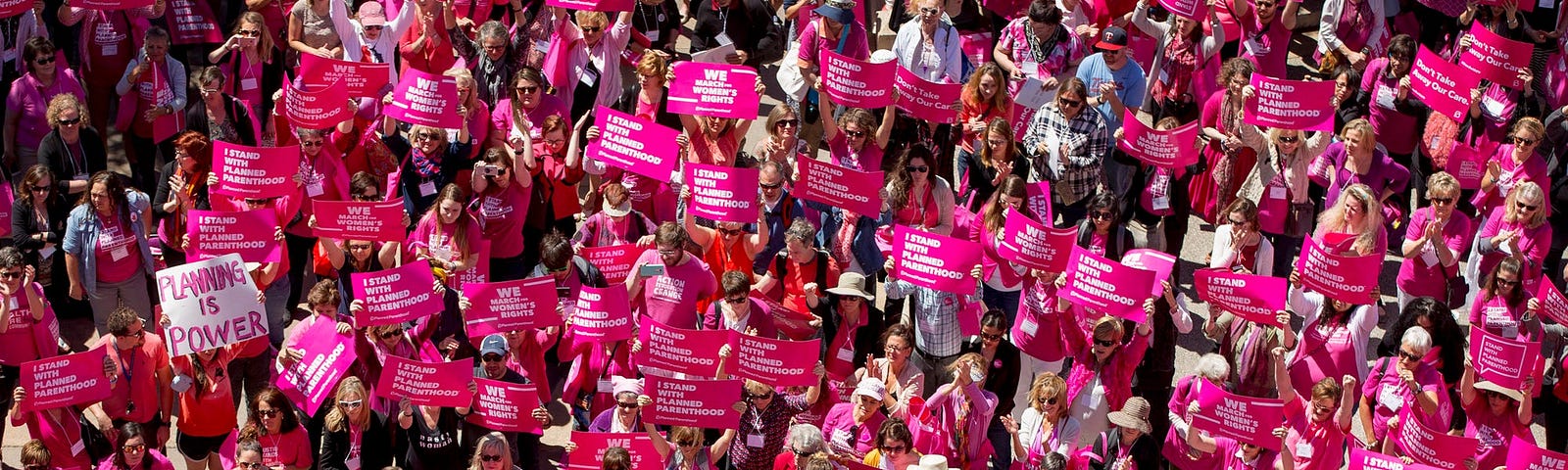 Demonstrators participate in a rally for Planned Parenthood at the Capitol in Austin, Texas, on April 5, 2017.