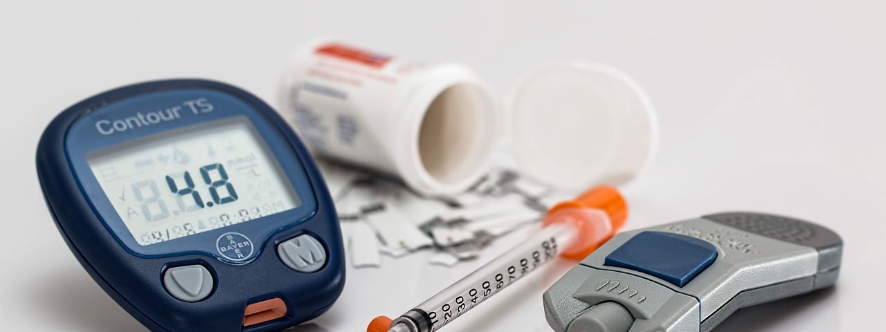 IMAGE: Several devices that diabetic patients need to carry at all times to take care of their blood sugar levels