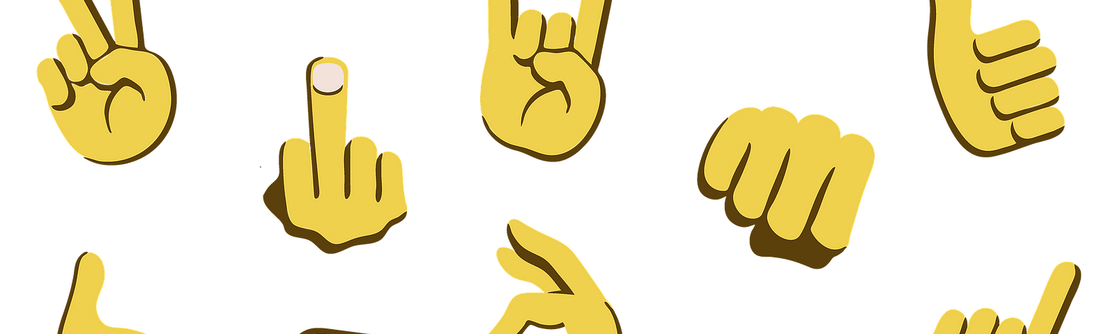 Many varying hand emoji gestures