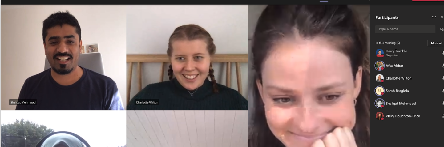 Video meeting of designers faces