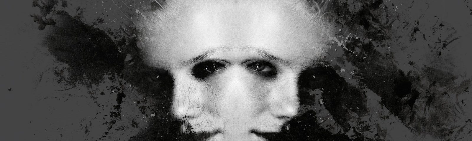 Black and white image of a woman’s face.