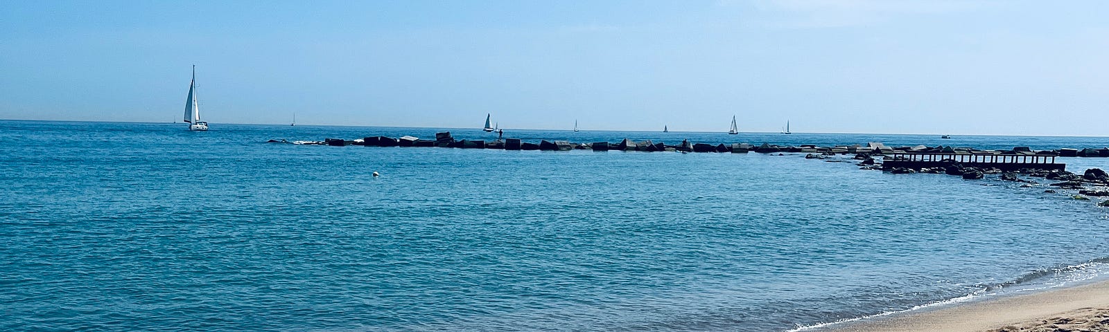 coastline beach view of the water at Barcelona beach