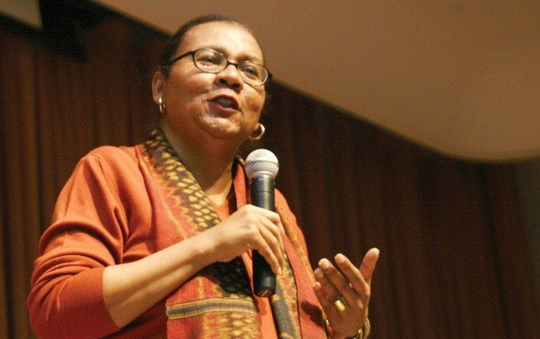 public domain image of Dr. bell hooks speaking