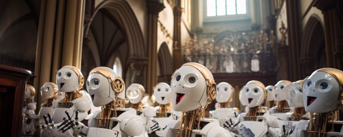 A Choir of AI Voice Clones singing in Church.