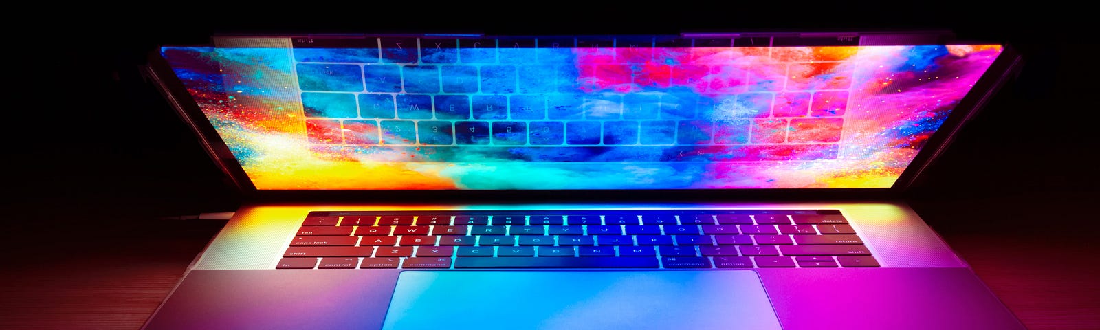 colorful laptop to publish