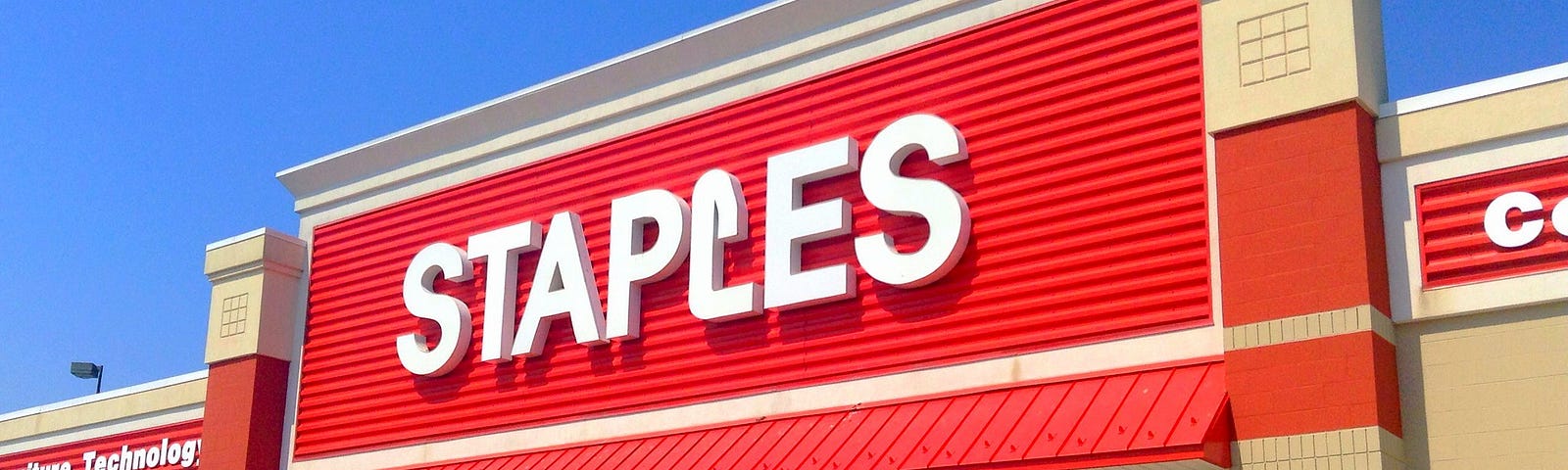 A Staples office supply store storefront