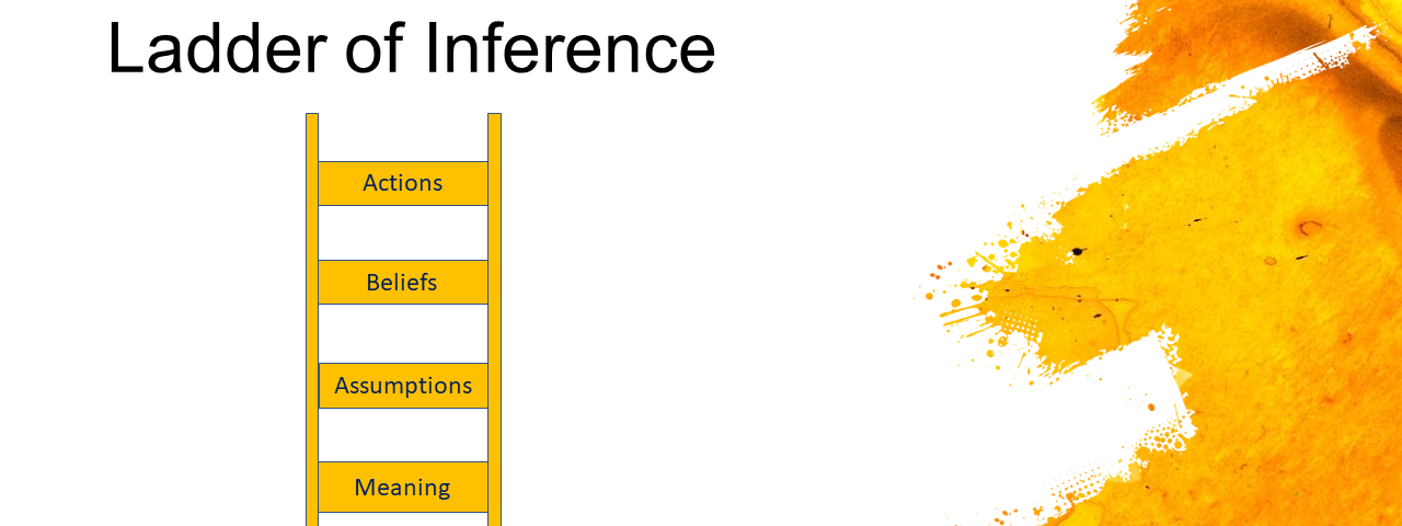 5-rung ladder in “objective facts” pool. Rungs named “selected facts”, “meaning”, “assumptions”, “beliefs” and “actions”.