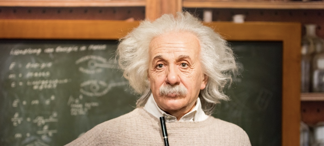 A colorized photo of Albert Einstein