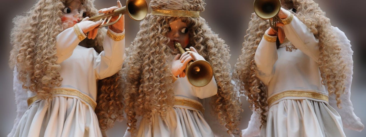 Three surrealistic child angels playing trumpets — best stories on medium