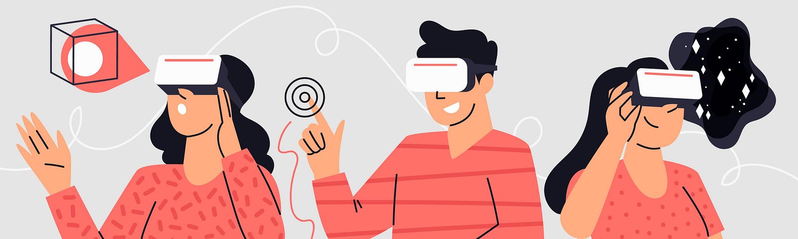 illustration of people using VR headsets