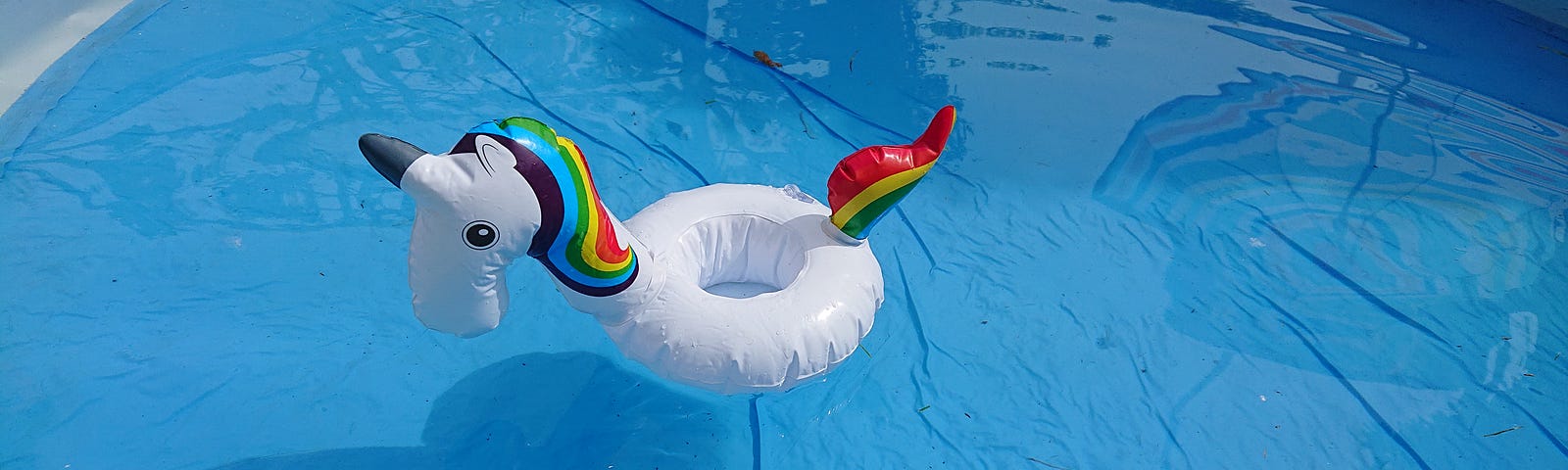 Inflatable unicorn in pool