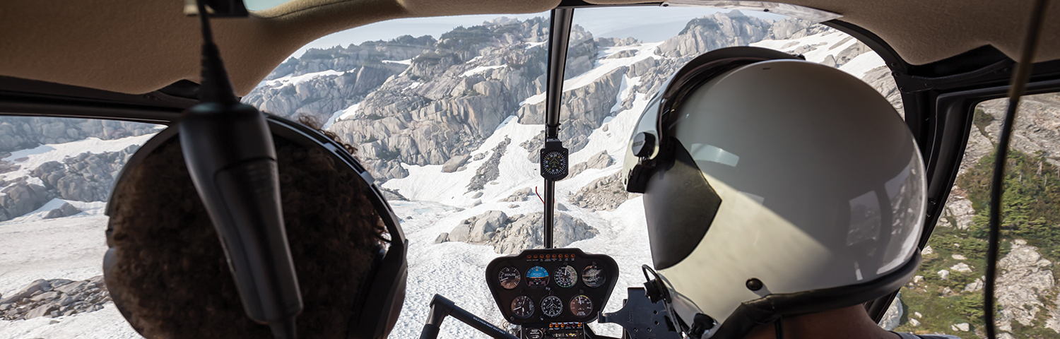 Photo of helicopter cockpit.