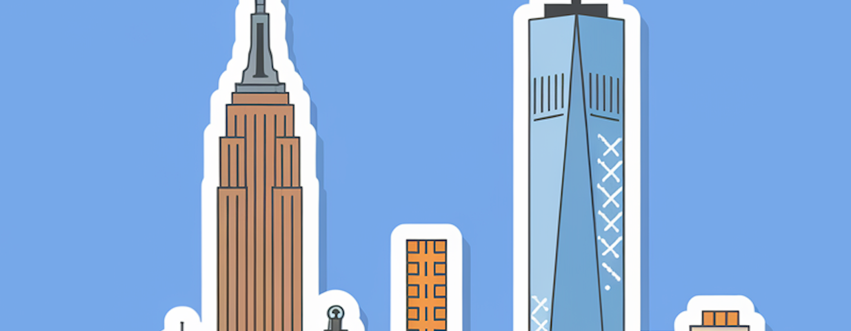 Travel sticker of NYC skyline
