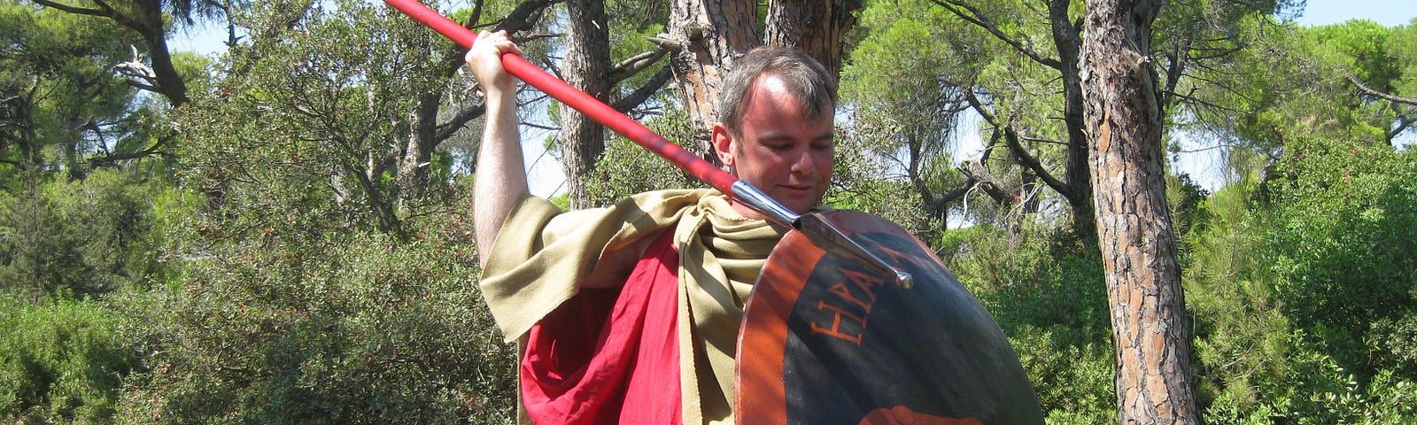 A man with a Hoplite spear and sheeld