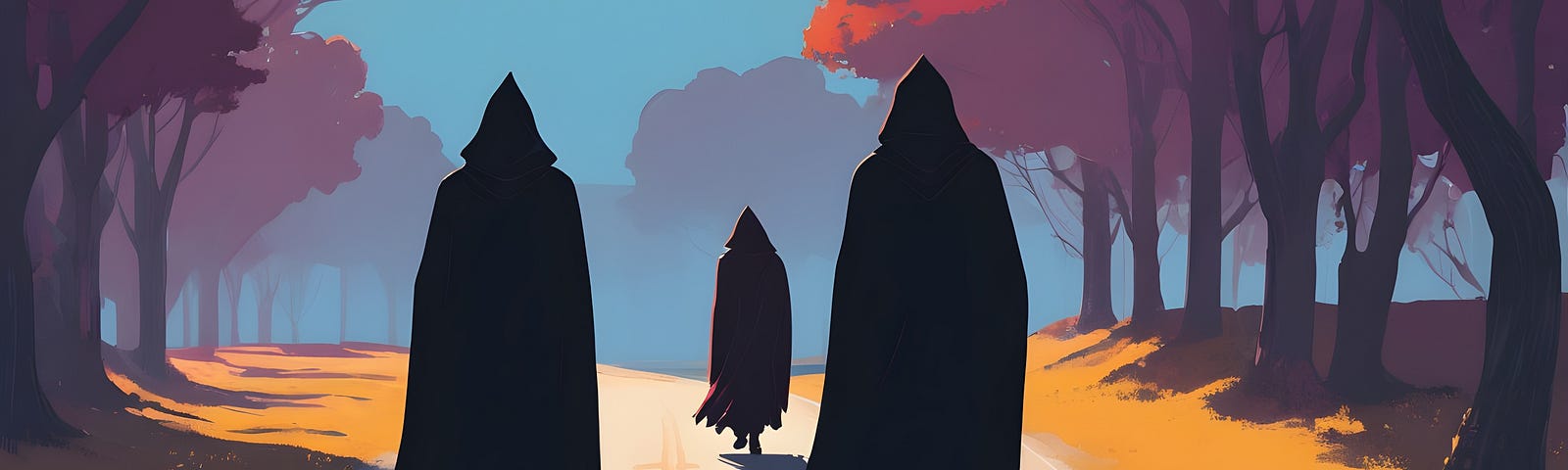 Shadowy figures in cloaks