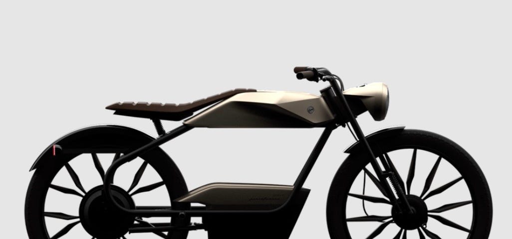 A side view of the Eysing PF40 electric moped designed by Pininfarina.