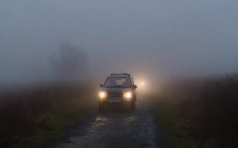 A car in the fog