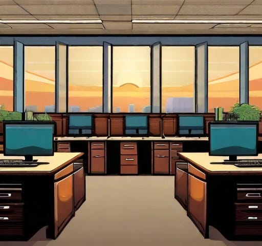 Cartoon like empty office space.