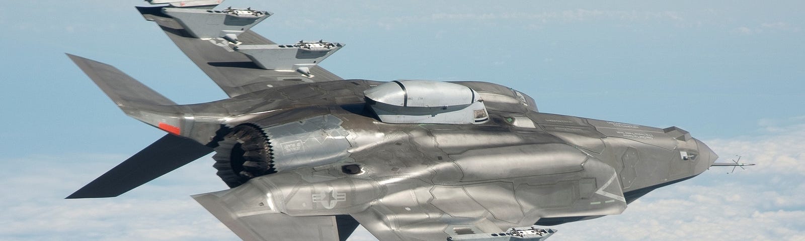An upside down F35 jet fighter
