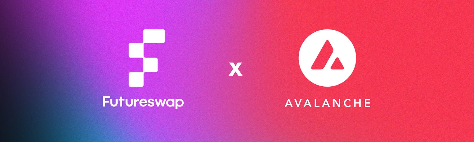 A gradient background with ‘Futureswap x Avalanche’ in text below the two companies’ logos