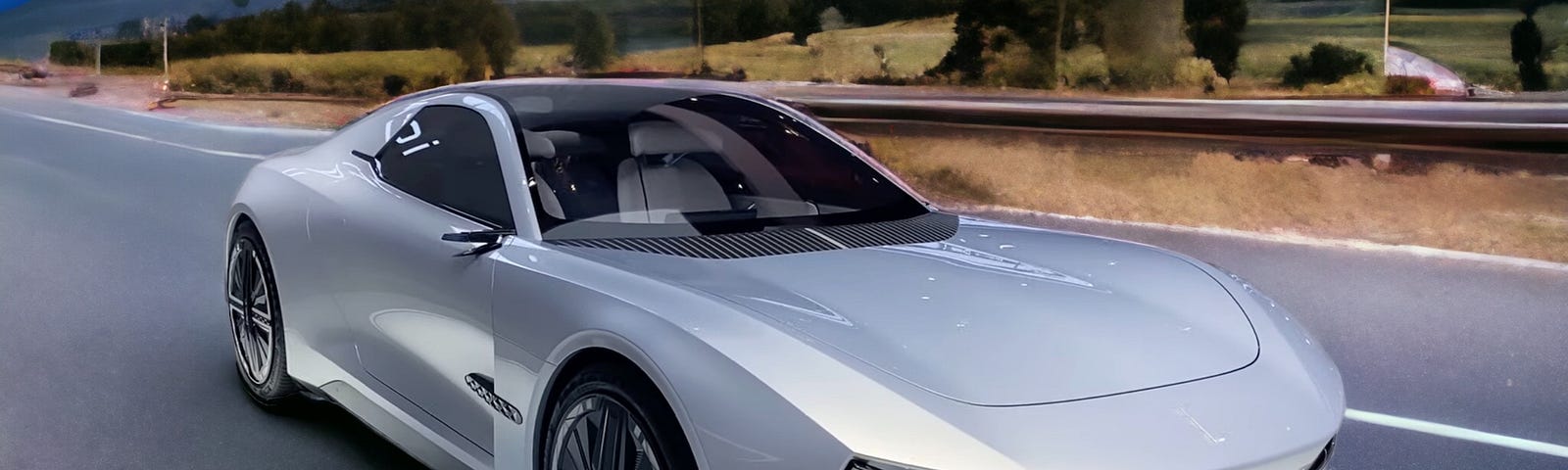 A view of the Chery Concept electric car out on the open road