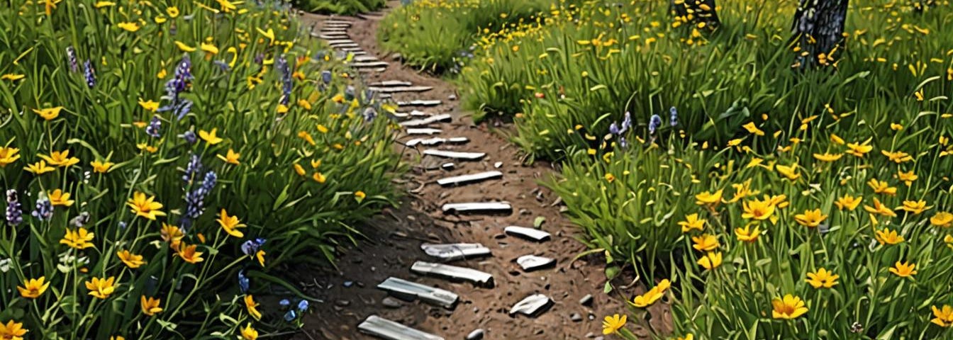 Trail along wildflower meadow