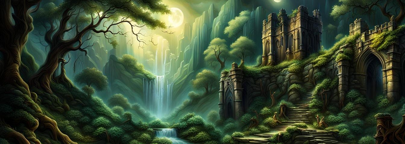 hawthorn wood in the forest, fantasy world