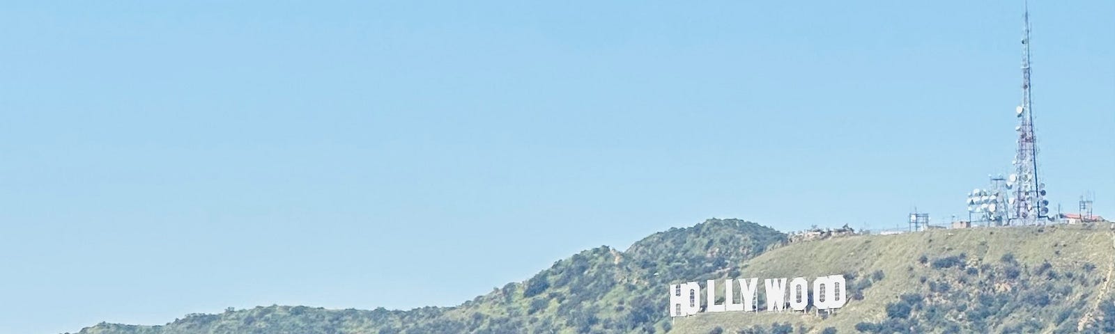 Picture of Hollywood sign in front of Green Hollywood hills