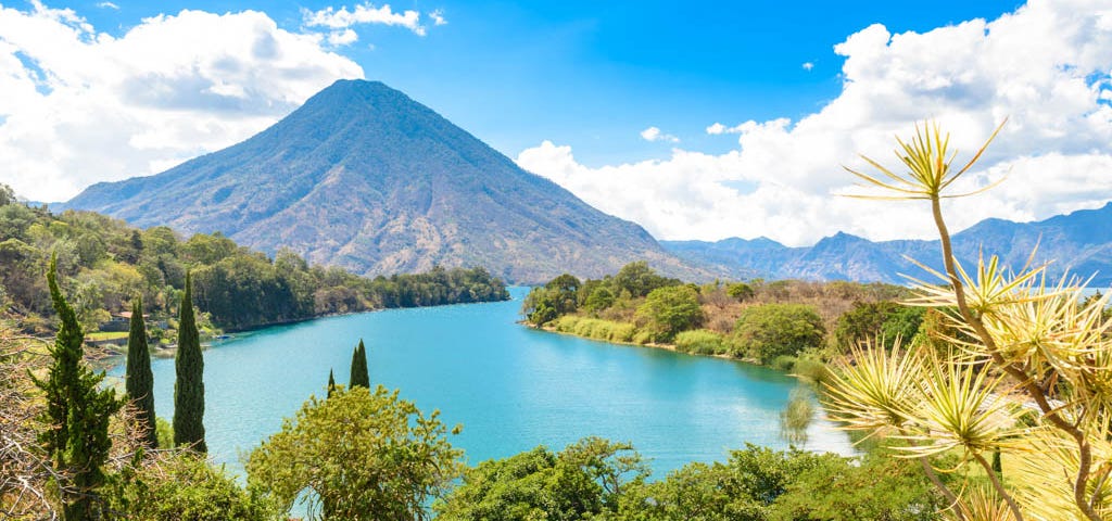 Volcano and lake in Guatemala